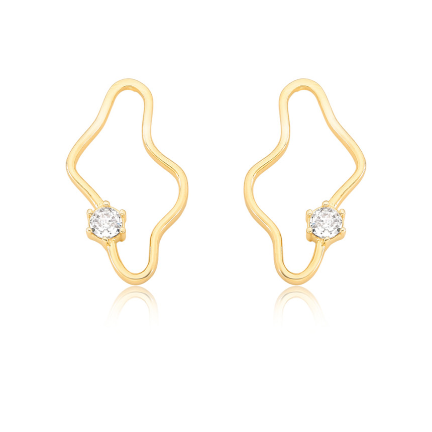 Brinco Melt Vazado c/ Ponto Luz Folheado a Ouro 18k