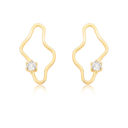 Brinco Melt Vazado c/ Ponto Luz Folheado a Ouro 18k