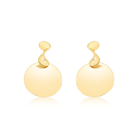 Brinco Melt Base Lisa Torcida c/ Placa Suspensa Folheado a Ouro 18k