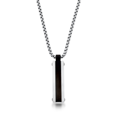 Corrente Aço Veneziana c/ Placa Escovada Aço Black 60cm