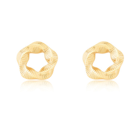 Brinco Fixo "Guirlanda" Torcida Vazada Folheado a Ouro 18k