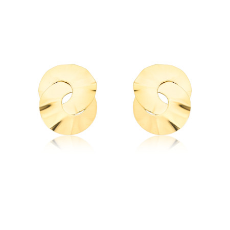 Brinco Fixo Melt Entrelaçado Efeito "Amassado" Liso Folheado a Ouro 18k