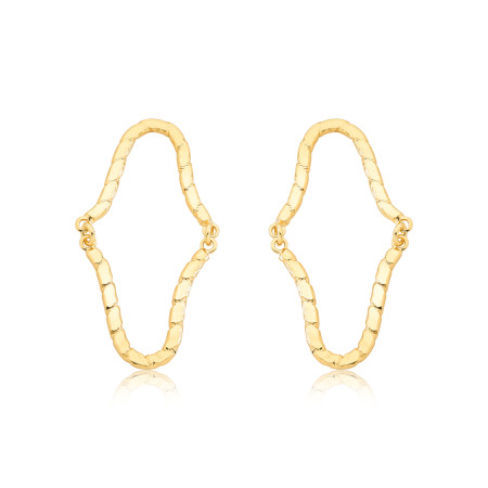 Brinco Oval "Ondas" Artilucadas Folheado a Ouro 18k