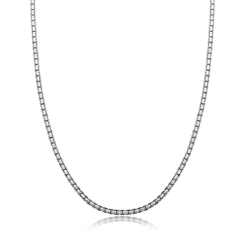 Corrente Prata Veneziana Achatada Envelhecida 45cm (2mm)