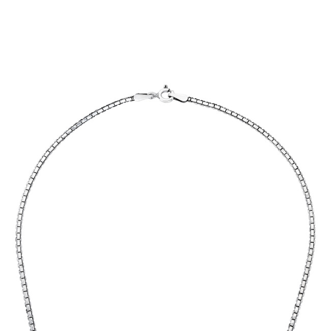 Corrente Prata Veneziana Achatada Envelhecida 45cm (2mm)