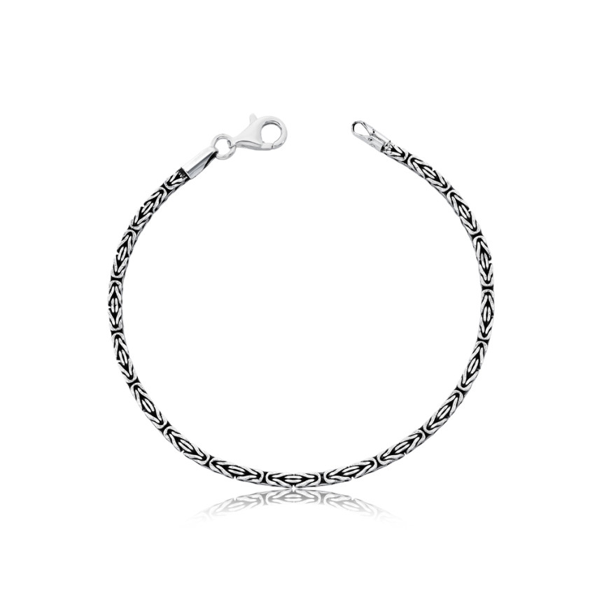 Pulseira Prata Bali Ponto Peruano Quadrado 19cm (2,2mm)