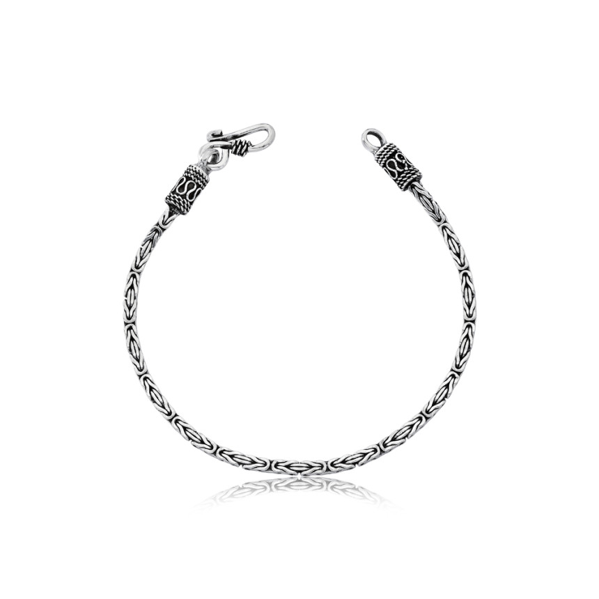 Pulseira Prata Bali Ponto Peruano Quadrado 18cm (2,2mm)