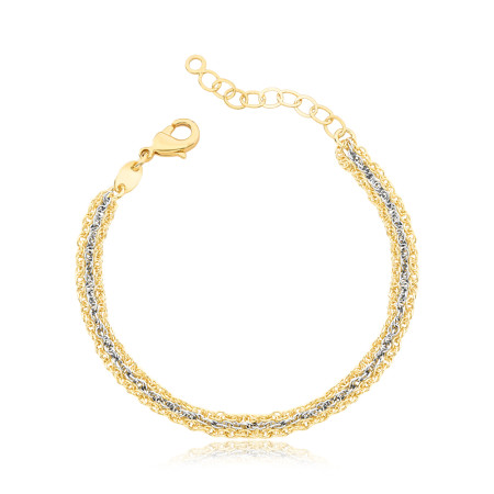 Pulseira Singapura Tripla c/ um fio em Ródio Folheada a Ouro 18k