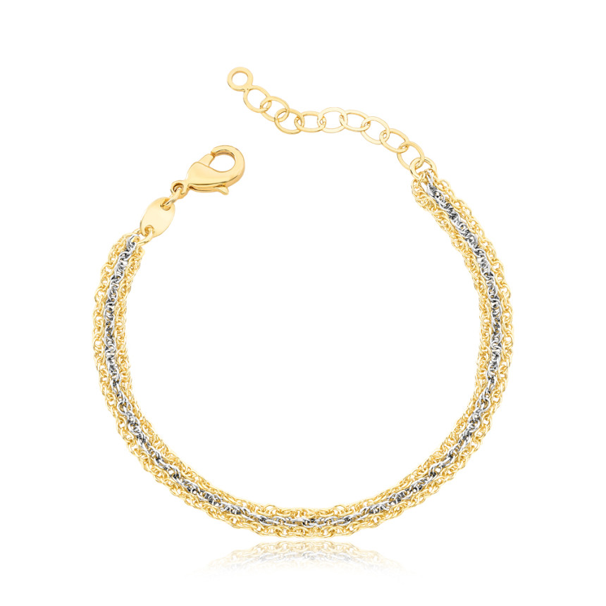 Pulseira Singapura Tripla c/ um fio em Ródio Folheada a Ouro 18k