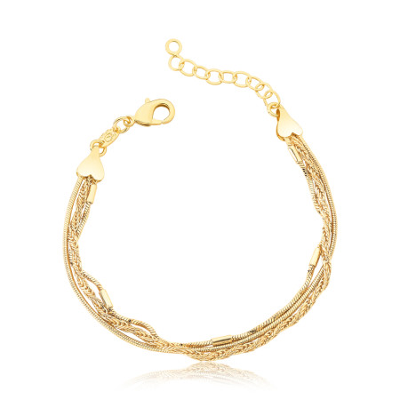 Pulseira 3 Fios Terminal Coração Folheada a Ouro 18k