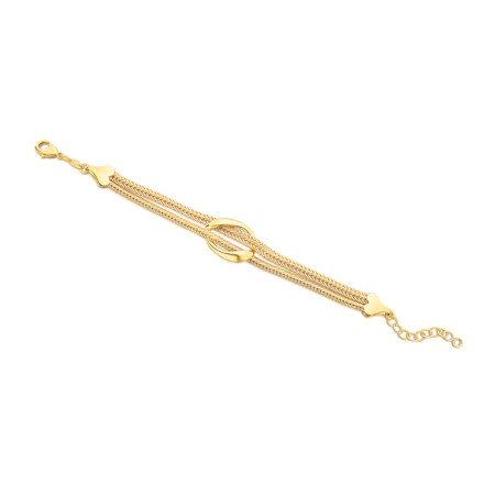 Pulseira Dupla Achatada c/ Elo Liso Central Folheada a Ouro 18k