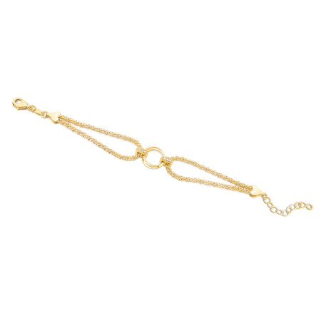 Pulseira Torcida c/ Elo Liso e Detalhes Cravejados Folheada a Ouro 18k