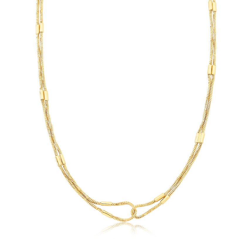Gargantilha Venezianas Entrelaçadas Folheada a Ouro 18K