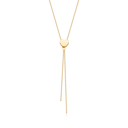 Gargantilha Gravatinha Coração Liso c/ Veneziana Suspensa Folheado a Ouro 18K