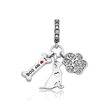 Berloque Prata c/ Ródio You Argola Cachorro / Patinha e Osso