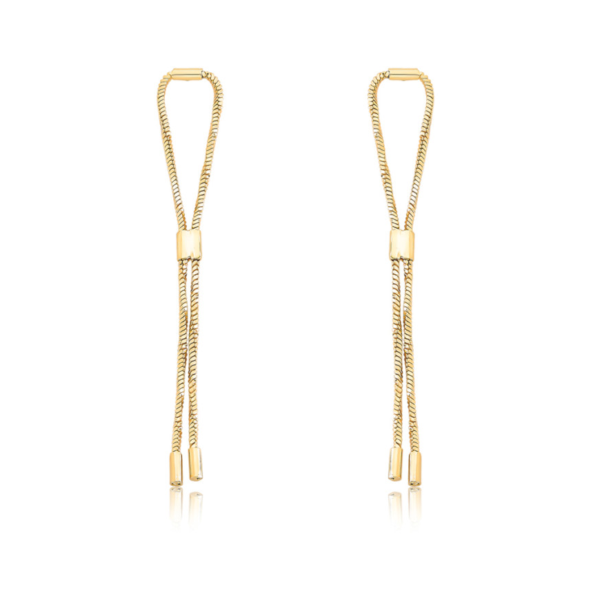 Brinco Corrente Torcida Suspensa Folheado a Ouro 18k