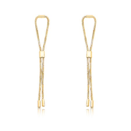 Brinco Corrente Torcida Suspensa Folheado a Ouro 18k