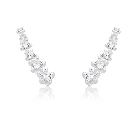Brinco Prata Ear Cuff Zircônias Redondas Decrescentes