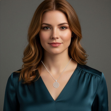 Gargantilha Prata Botão Renda Vazada