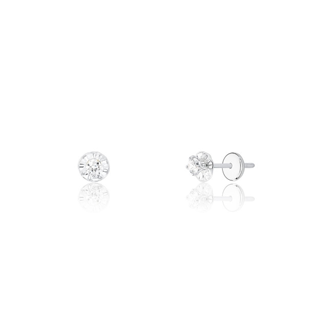 Brinco Prata Infantil Ponto Luz Quadrado 4mm Baby