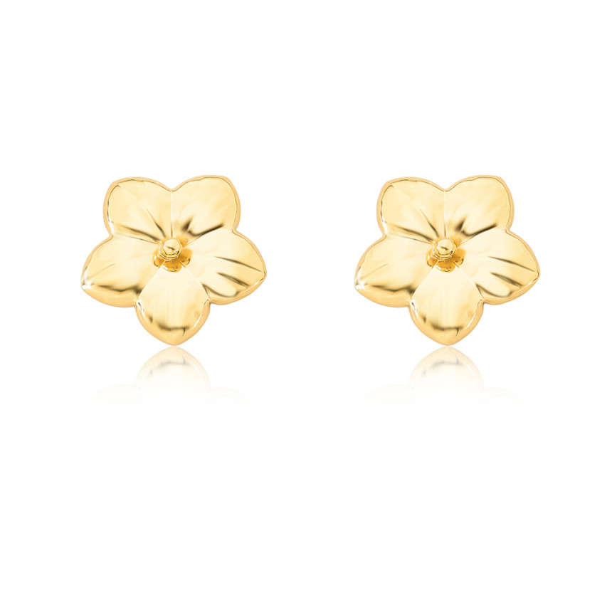 Brinco Fixo Flor Lisa12mm Folheado a Ouro 18k