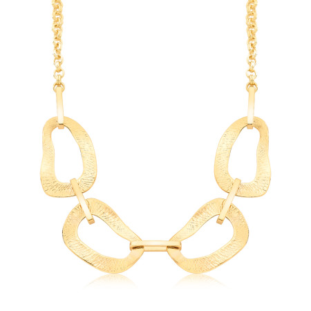 Colar Elos Ovais Vazados Lisos Folheada a Ouro 18k