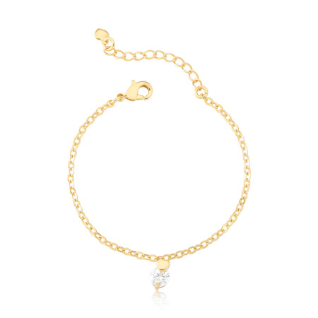 Pulseira Infantil Ponto Luz e Mini Coração Folheada a Ouro 18k