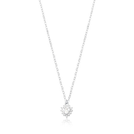 Gargantilha Prata Leve Infantil Coração Ponto Luz Borda Cravejada