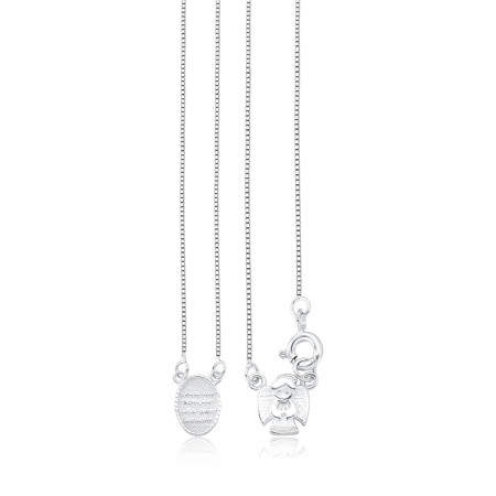 Escapulário Prata Infantil Santo Anjo e Oração 40cm (Curto)