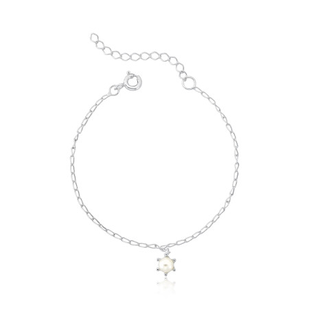 Pulseira Prata Infantil Pérola 4mm