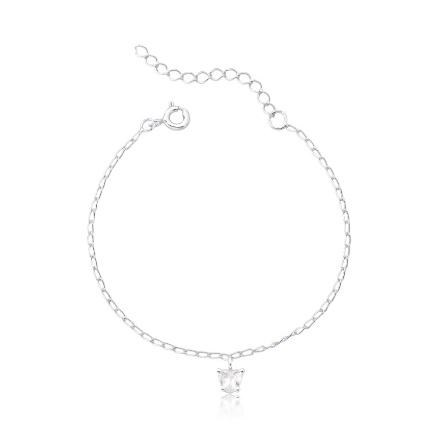 Pulseira Prata Infantil Coração Ponto Luz