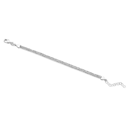 Pulseira Prata Leve 3 Fios Terminal Coração