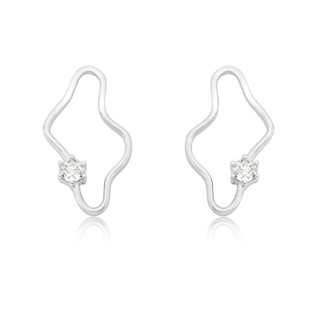 Brinco Prata Leve Melt Vazado c/ Ponto Luz