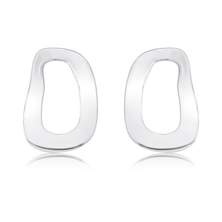 Brinco Prata Leve Retangular Melt Efeito "Amassado"