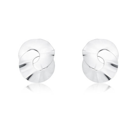 Brinco Prata Leve Fixo Melt Entrelaçado Efeito "Amassado" Liso