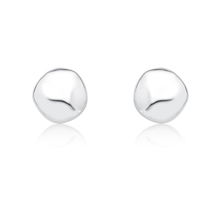 Brinco Prata Leve Fixo Melt Botão Efeito "Amassado" 13mm