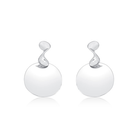 Brinco Prata Leve Melt Base Lisa Torcida c/ Placa Suspensa