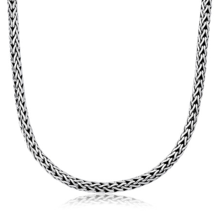 Corrente Prata Bali Palmeira Fecho Dragão 55cm (4mm)