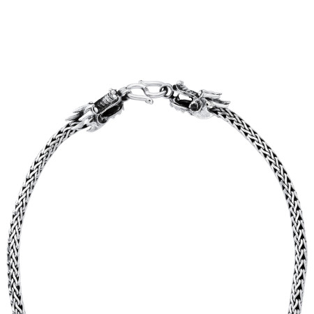 Corrente Prata Bali Palmeira Fecho Dragão 55cm (4mm)