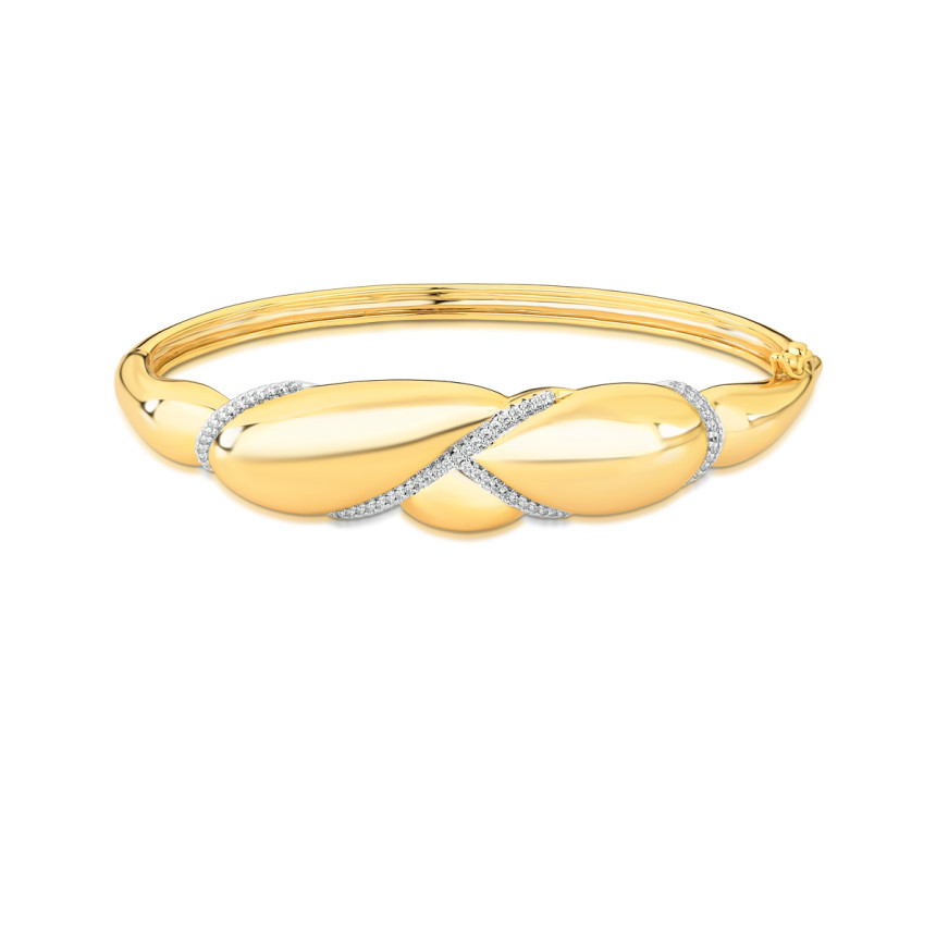 Bracelete Abaulado c/ Detalhes Cravejados Folheado a Ouro 18k