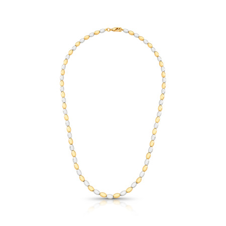 Gargantilha Grãos Lisos Dois Tons Folheado a Ouro 18k