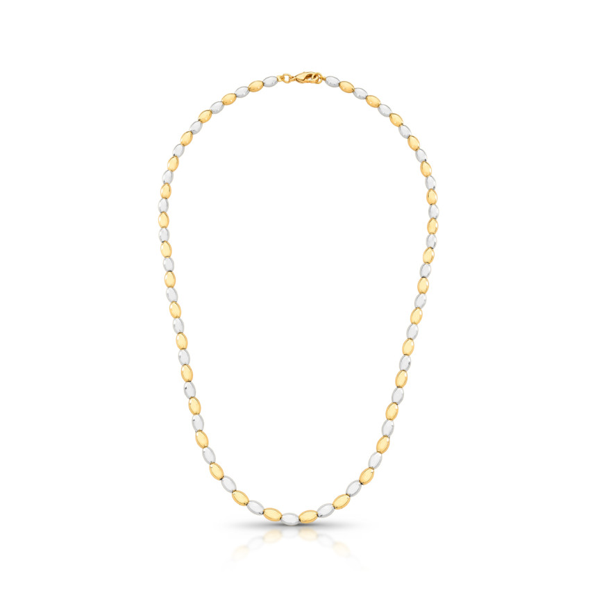 Gargantilha Grãos Lisos Dois Tons Folheado a Ouro 18k