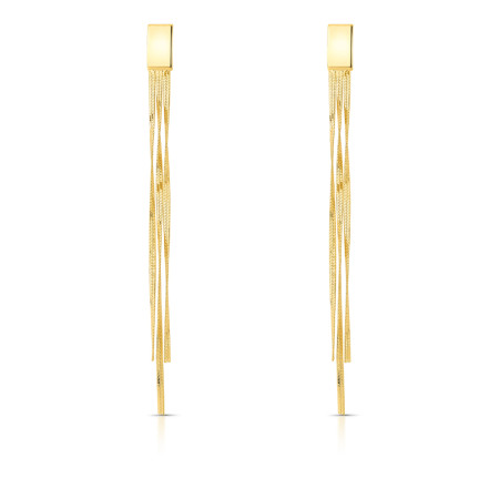 Brinco Base Retangular Lisa c/ Franjas Folheado a Ouro 18k