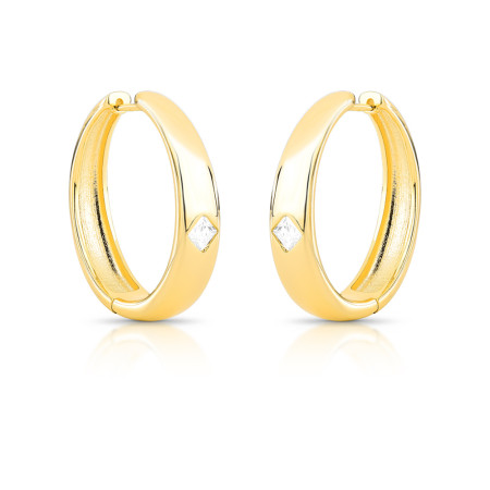 Argola Click c/ Ponto Luz Losango 35mm Folheada a Ouro 18k