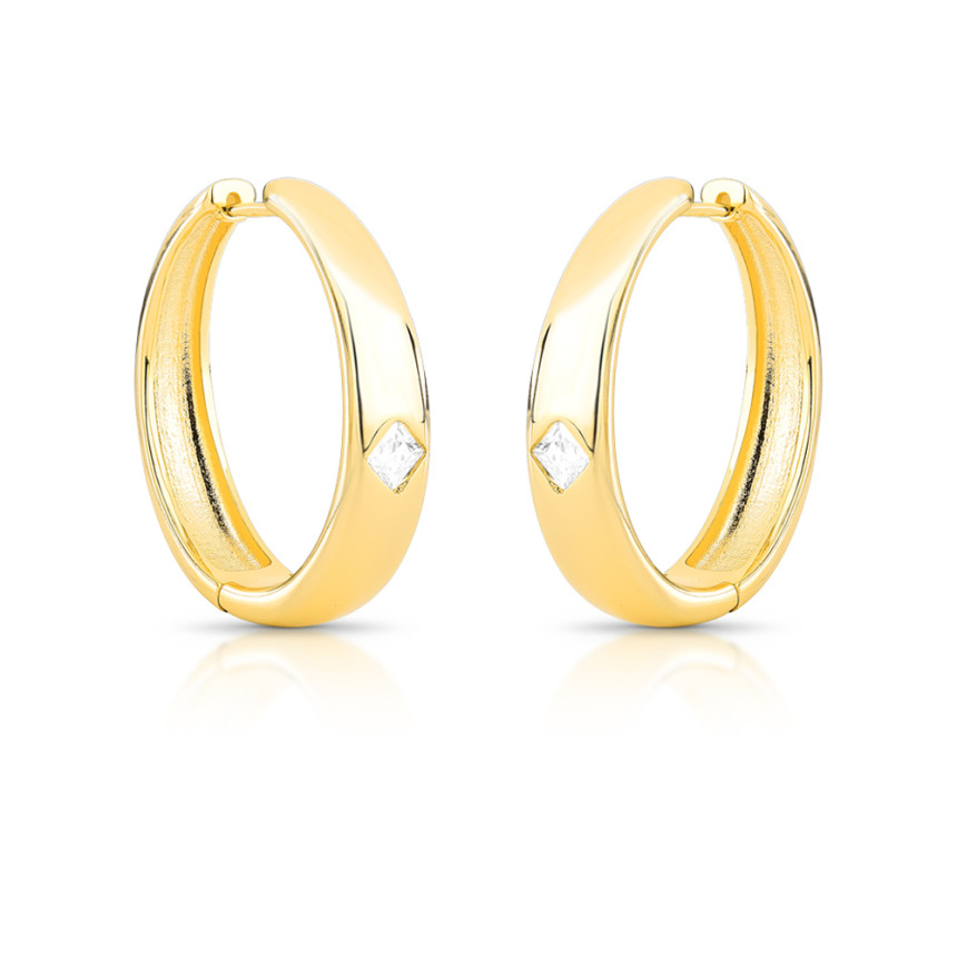 Argola Click c/ Ponto Luz Losango 35mm Folheada a Ouro 18k