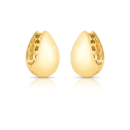 Argola Click c/ Gota Lisa Folheada a Ouro 18k