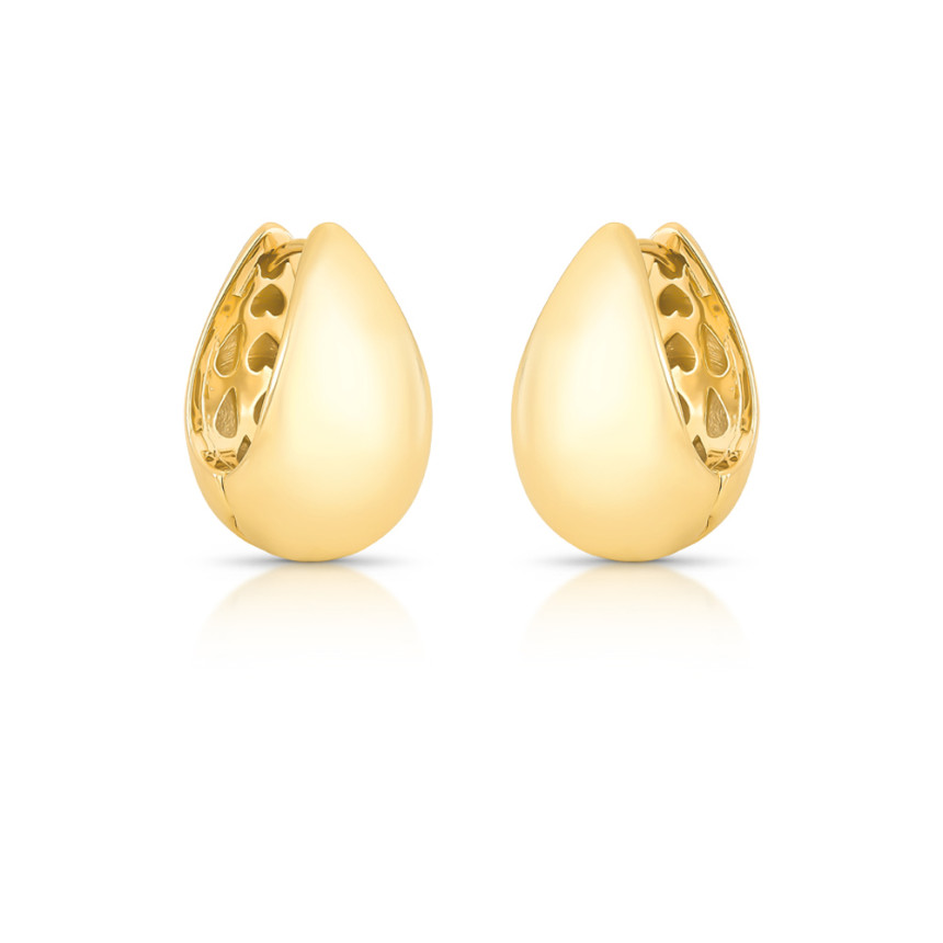 Argola Click c/ Gota Lisa Folheada a Ouro 18k