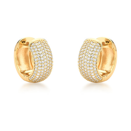 Argola Click 8 Fileiras Cravejadas (8x15) 21mm Folheada a Ouro 18k