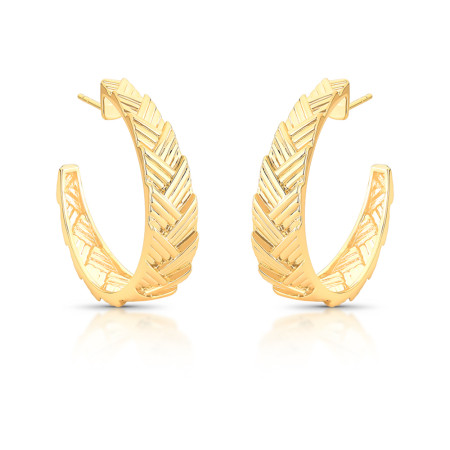 Argola Texturizada c/ Tarraxa Folheada a Ouro 18k