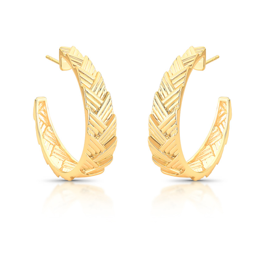 Argola Texturizada c/ Tarraxa Folheada a Ouro 18k